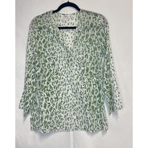 Virginia Witbeck White and Green Printed Tunic/Swimsuit Cover up - Size S - Picture 1 of 6